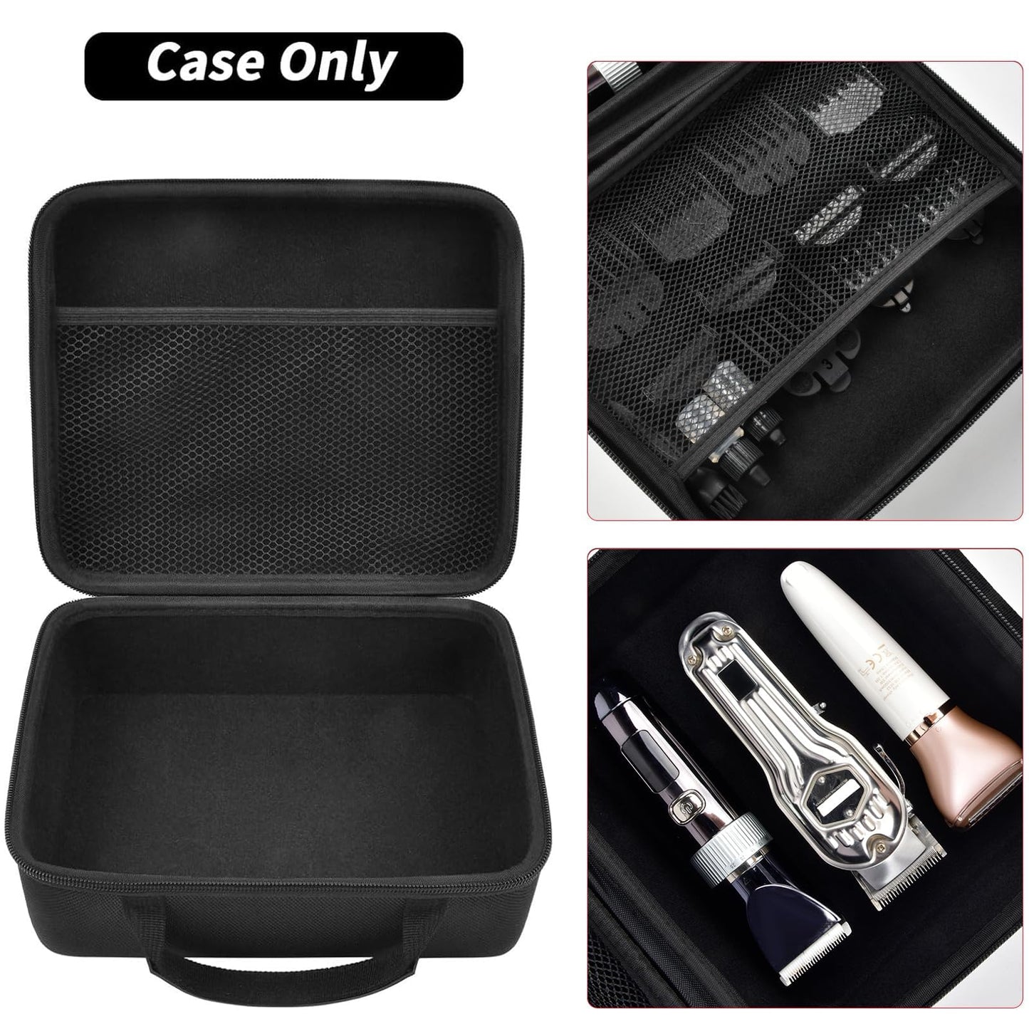 Comecase Barber Case for Hair Clippers and Trimmers, Hair Clipper Storage Bag with Dividers & Mesh Pocket, Portable Barber Travel Holder for Clipper Guards, Charging Cable & Grooming Tools (Bag Only)
