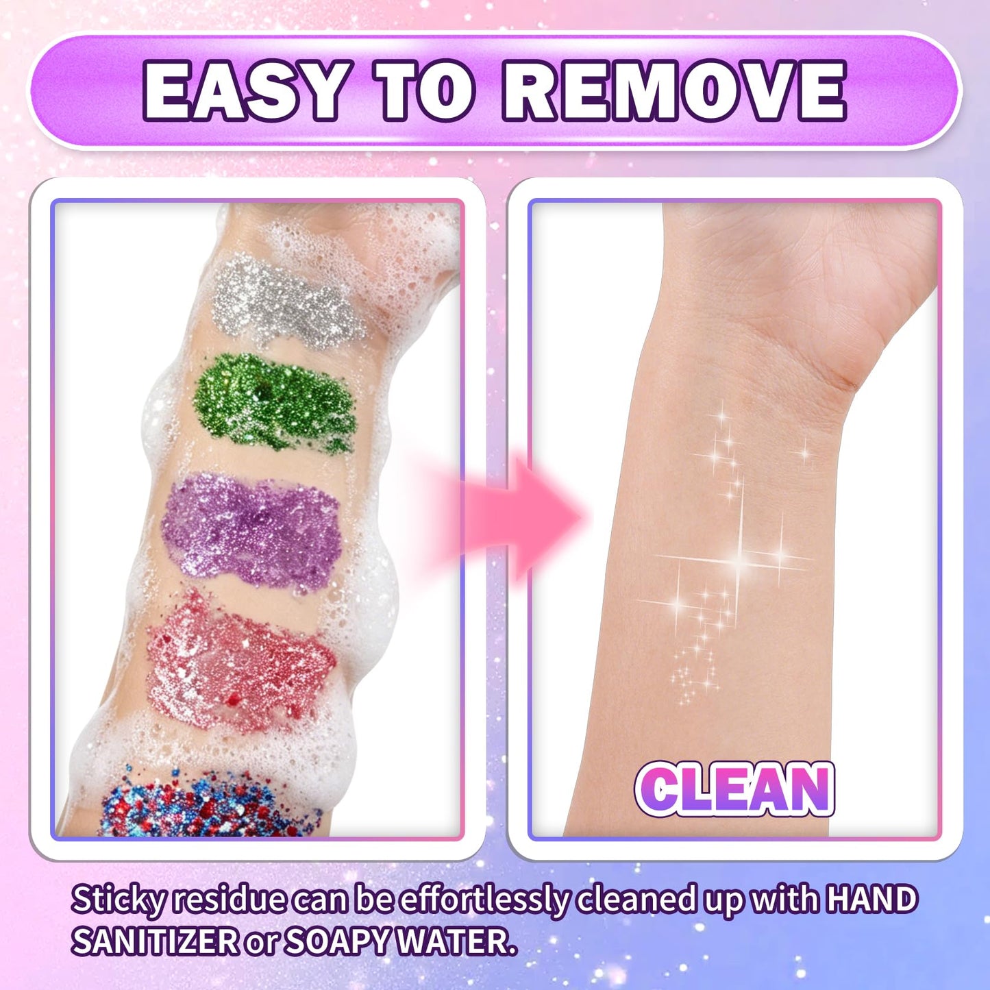 Face Hair Glitter Stick, Red White Blue Body Sparkle, Hair Shimmer Mermaid Sequins Patriotic Accessories Glitter Gel for Women Music Singer Festival Rave Party Outfit Lips Eyes Makeup #08