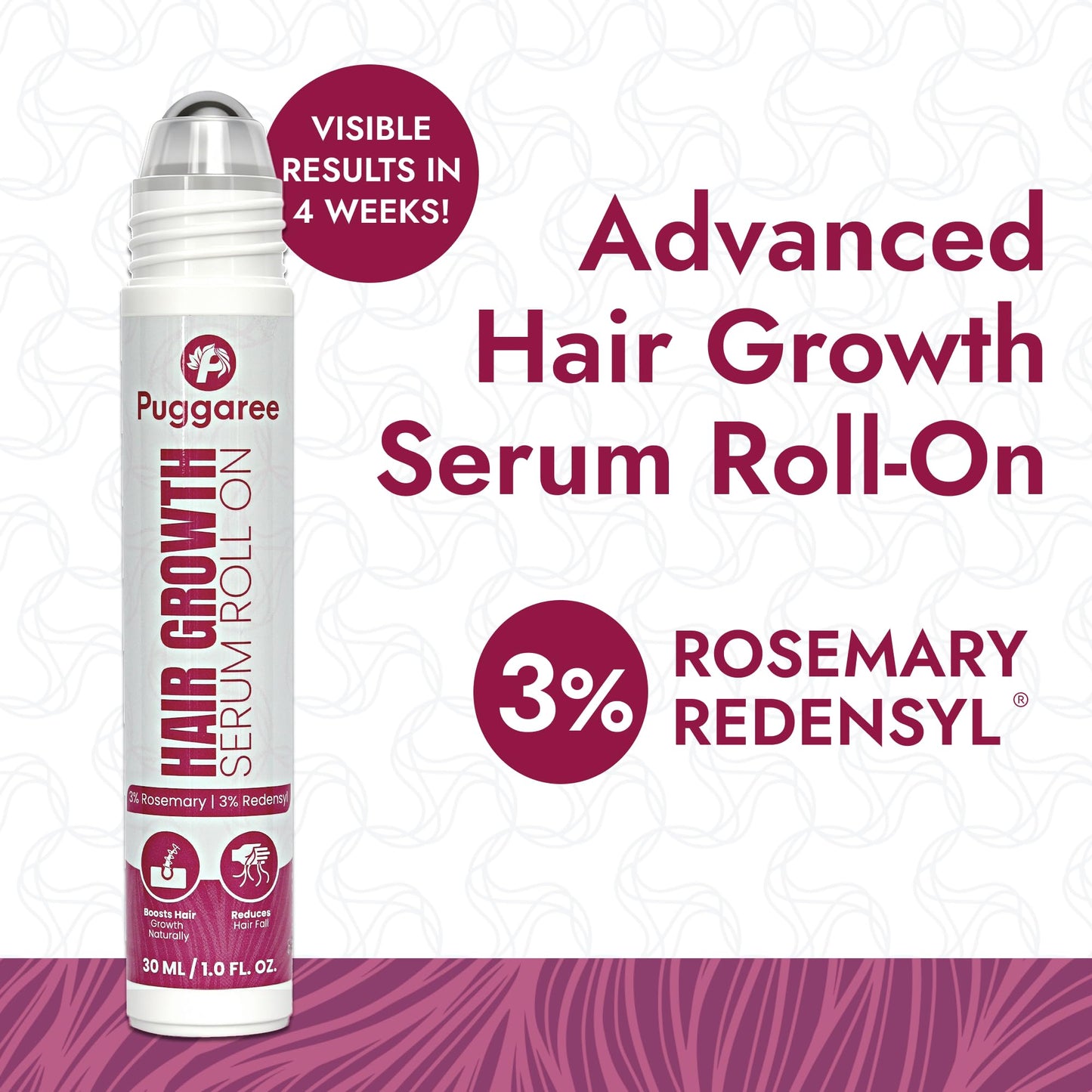 Redensyl Hair Serum Roll On – 3% Rosemary & 3% Redensyl Scalp Treatment for Thicker, Fuller Looking – Nourishing Hair Density Support for Women Pink (30 ml)