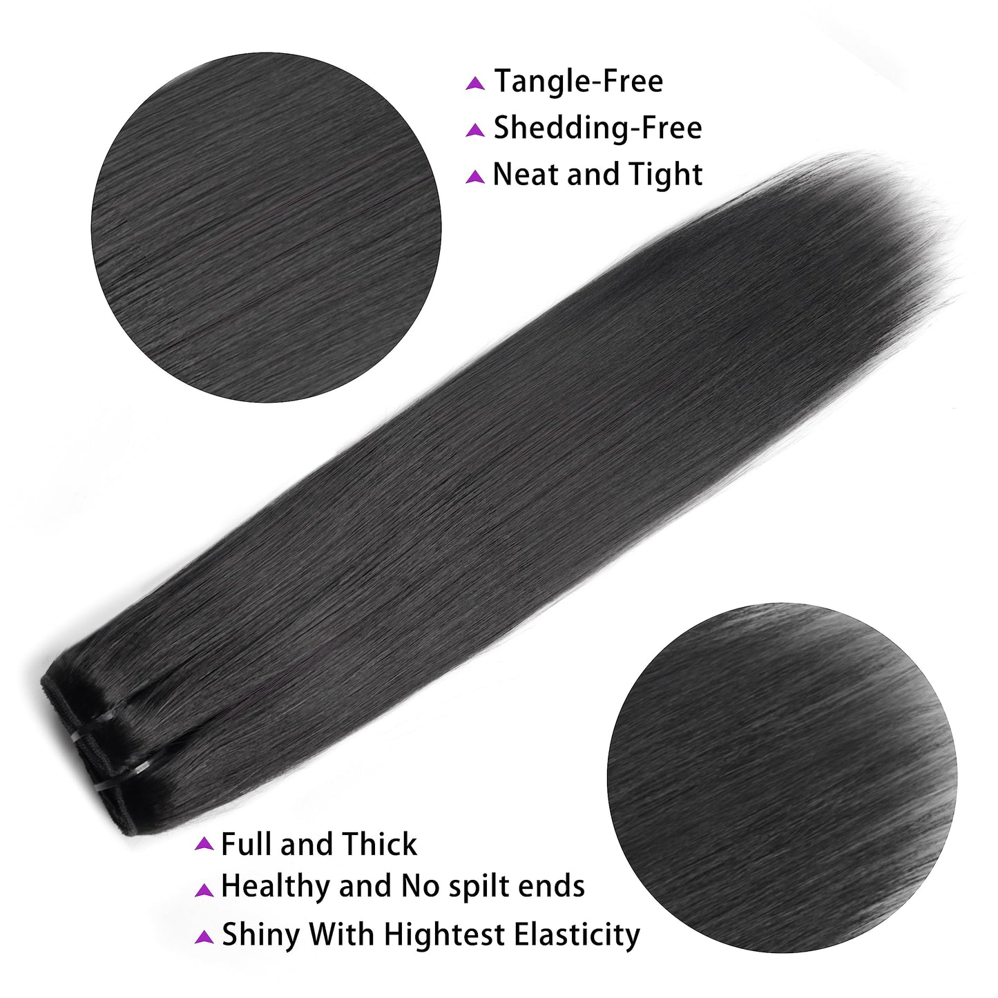 Mihugass 20 Inch Yaki-Straight Clip ins Real Human Hair Affordable Yaki Straight Clip in Human Hair Extensions Brazilian Virgin Hair clip on Hair Extensions Natural Color Daily Wear 8Pcs 120g