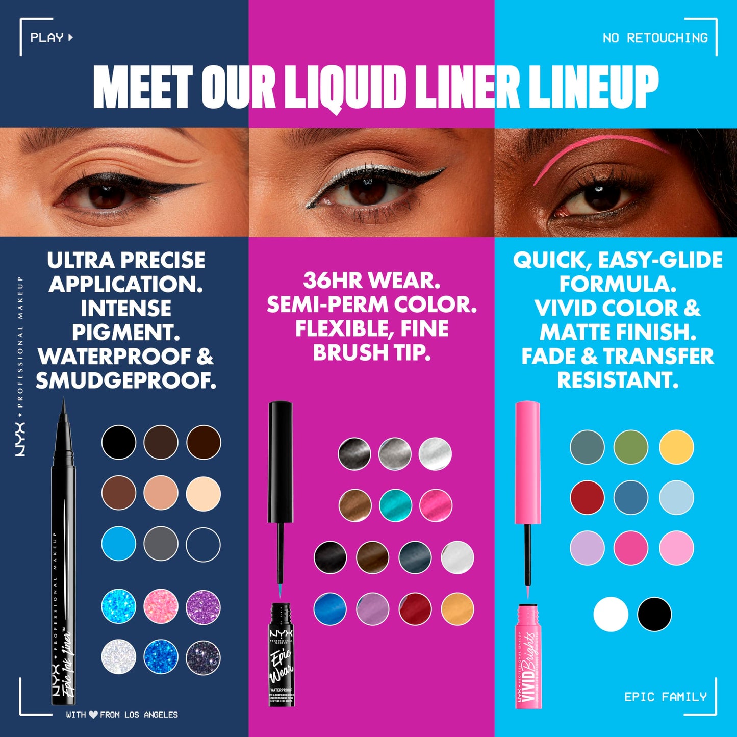 NYX PROFESSIONAL MAKEUP Epic Ink Glitz Liner, Waterproof Metallic Liquid Eyeliner with Vegan Formula - Flashy Flare (Shimmer Light Grey)
