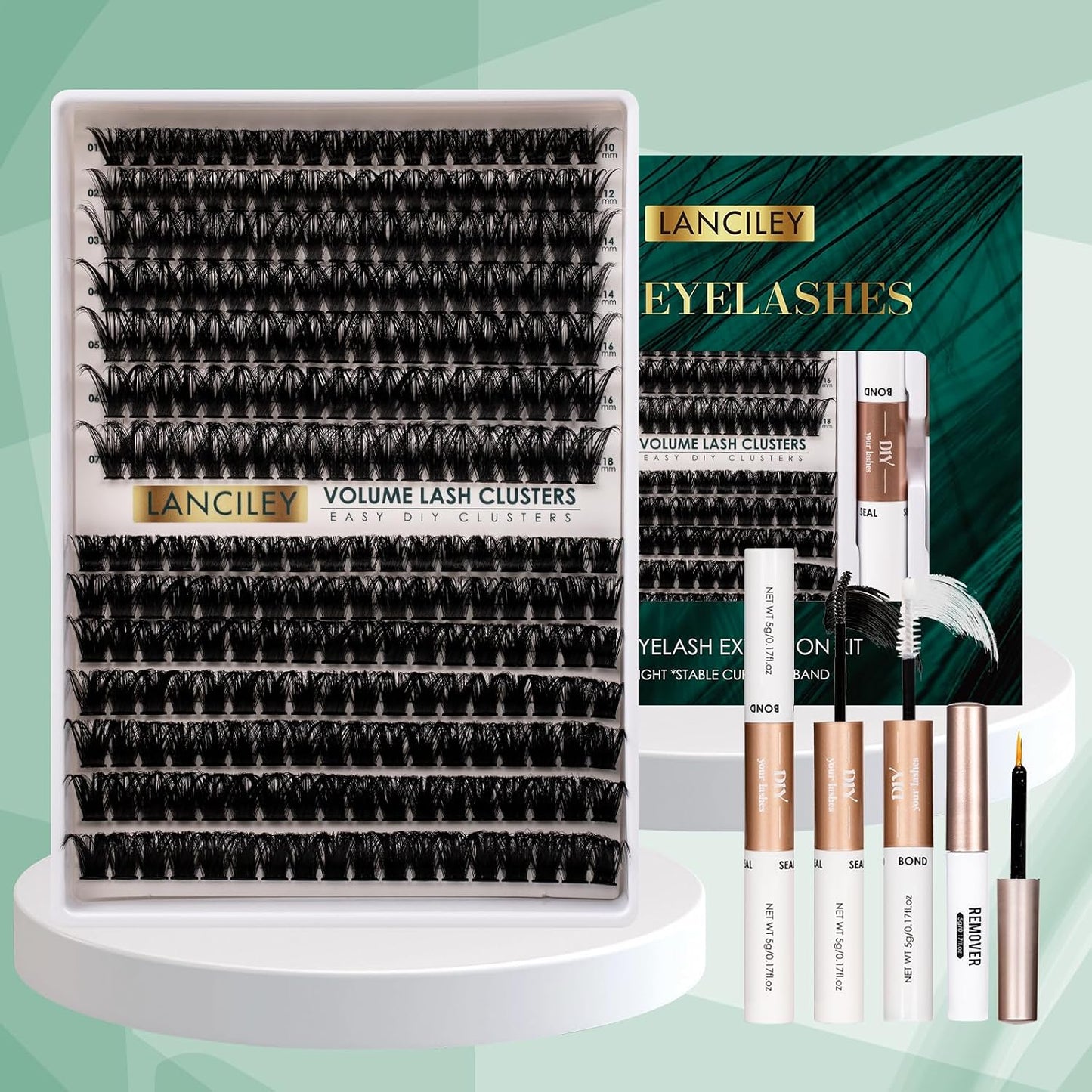 Eyelash Clusters Kit - 80D & 100D Thick Volume Lashes | 10-18mm DIY Individual Extensions with Bond & Seal