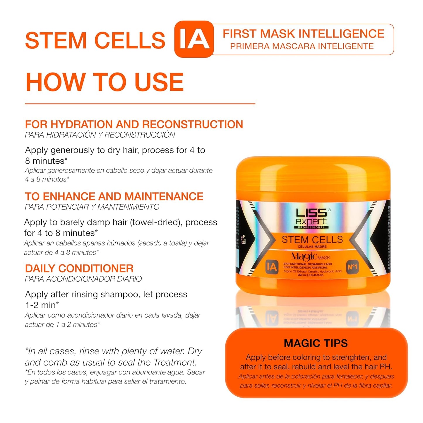 Liss Expert Magic Hair Mask - Argan Oil & Keratin | Frizz Control & Moisturizing | 8.45 oz