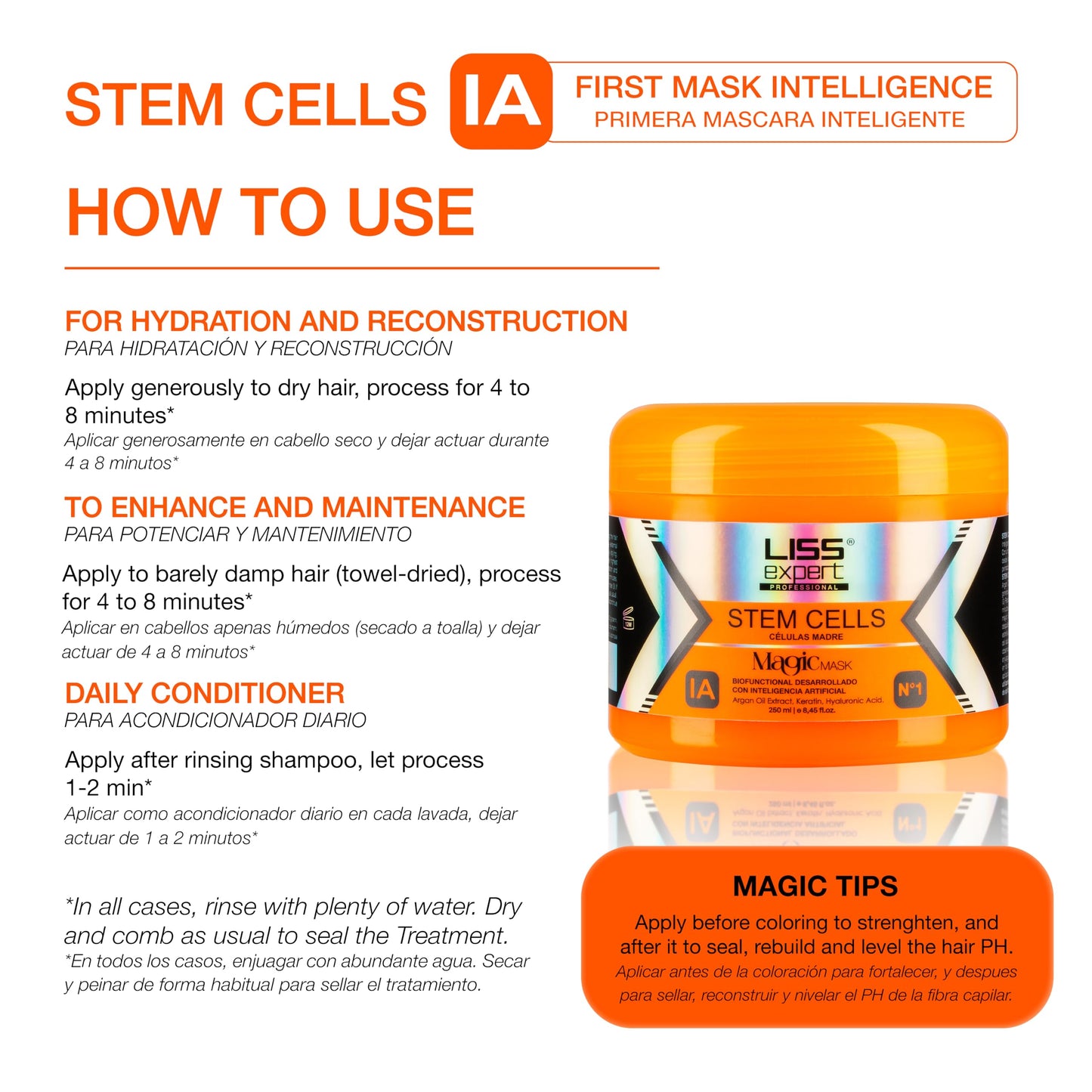 Liss Expert Professional Stem Cells Hair MAGIC Post -Care Set, Shampoo, Conditioner, Magic AI Mask, Serum and Oil Treatment, 5 Pieces