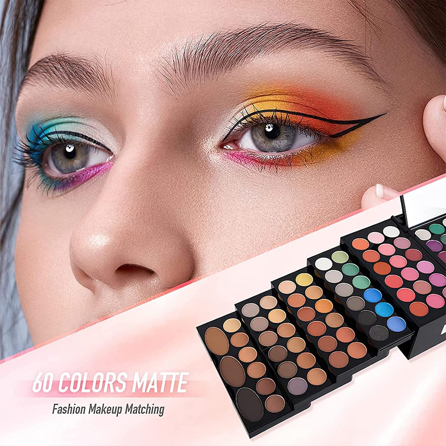 MISS ROSE Professional Makeup Palette - 148 Colors All-in-One Kit for Women | Includes Eyeshadow, Lipstick, Eyeliner, Concealer, Brushes (045 Set - Black)