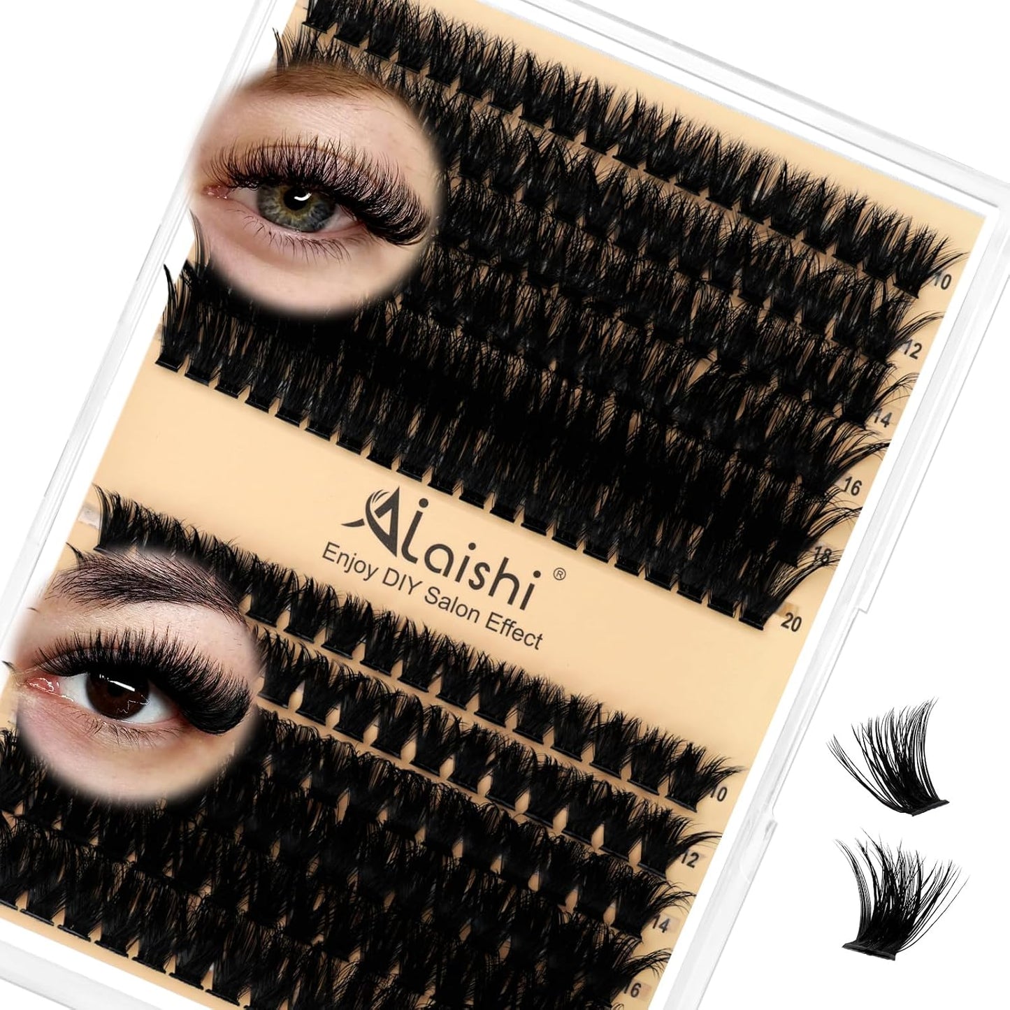 DIY Cluster Eyelash Extensions Kit - 224pcs Fluffy D Curl Lashes | 9-16mm, Bond & Seal, Tweezers Included