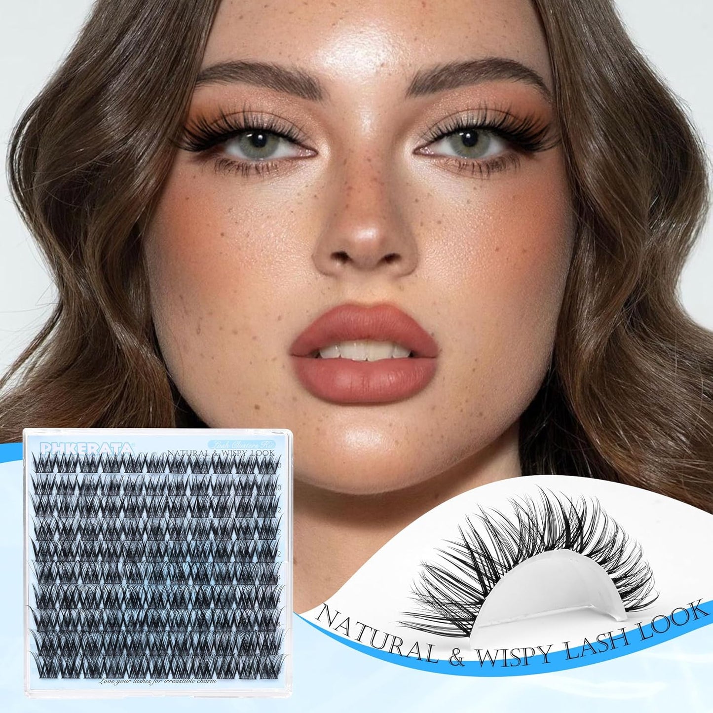 Wispy Lash Clusters - Natural Eyelash Extensions, 110 Pcs C Curvature | 10-16 mm Mix Length, Reusable with Thin Band