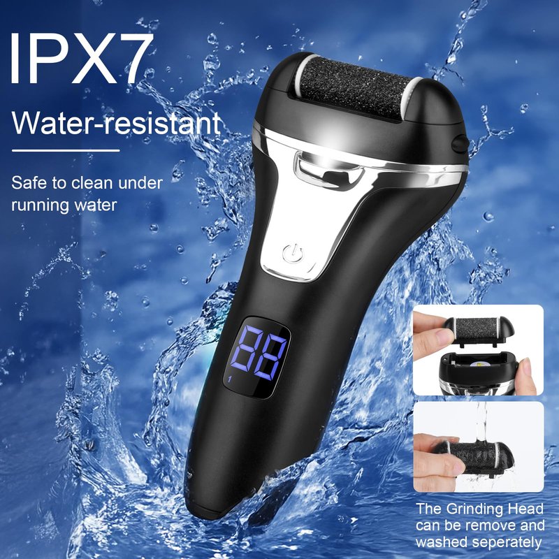 Electric Foot File Callus Remover for Feet - 9 pcs Roller Heads,2 Speed Foot Care Kit Waterproof Pedicure Tools,Rechargeable Foot Scrubber Pedicure kit for Dead Hard Cracked Dry Skin