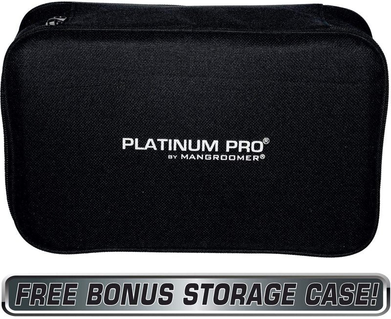 Platinum Pro by MANGROOMER New Back Shaver with 3 Shock Absorber Flex Heads, Power Hinge, Extreme Reach Handle & Bonus Case! (Generation 8.0), 4 Piece Set