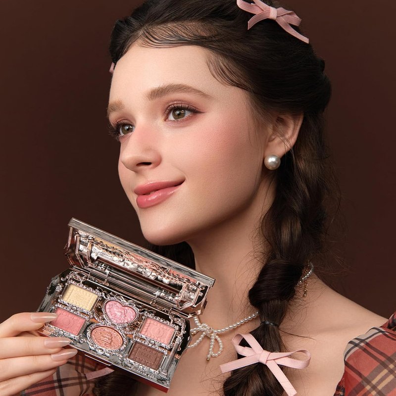 Sweetie Bear Makeup Palette - 6-Color Pink Face Palette with 4 Matte & 2 Shimmer Shades | Blendable & Smooth 0.23 Oz