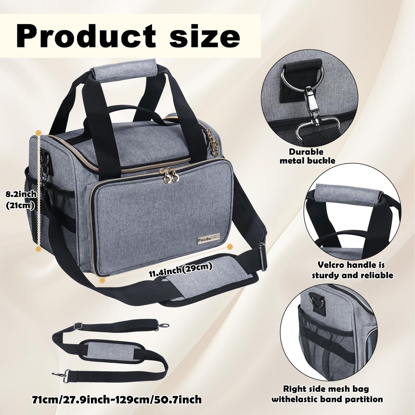 POCDUORG Waxing Kit Carry Bag Compatible with Tress Wellness - Portable Organizer for Wax Warmer, Wax Beans, Pre & After Wax Sprays, and Accessories - Only Bag (Light Gray)