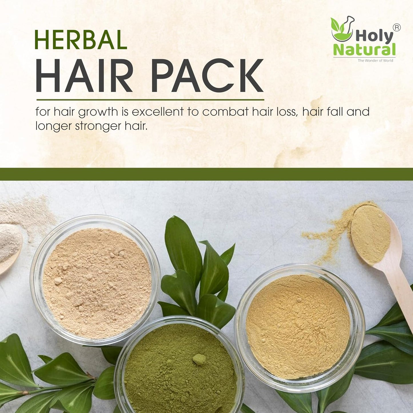 Herbal Hair Growth Powder - 7 Herbal Hair Mask Combo with Amalaki, Bhringraj, Aloe Vera & More | 100g Each, Resealable Pack