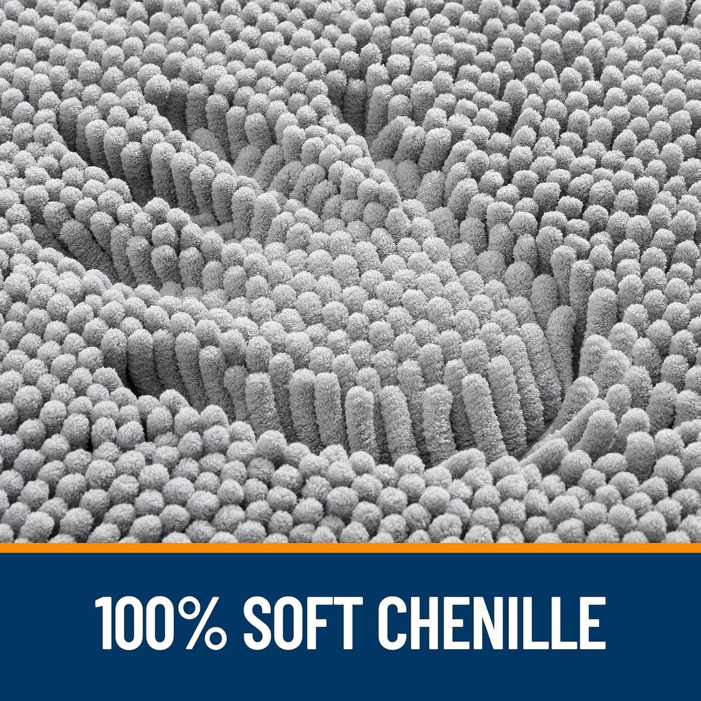 Extra Soft Chenille Bathroom Rugs - 30x20 Quick Dry, Machine Washable | Grey Bath Mats for Tub & Shower