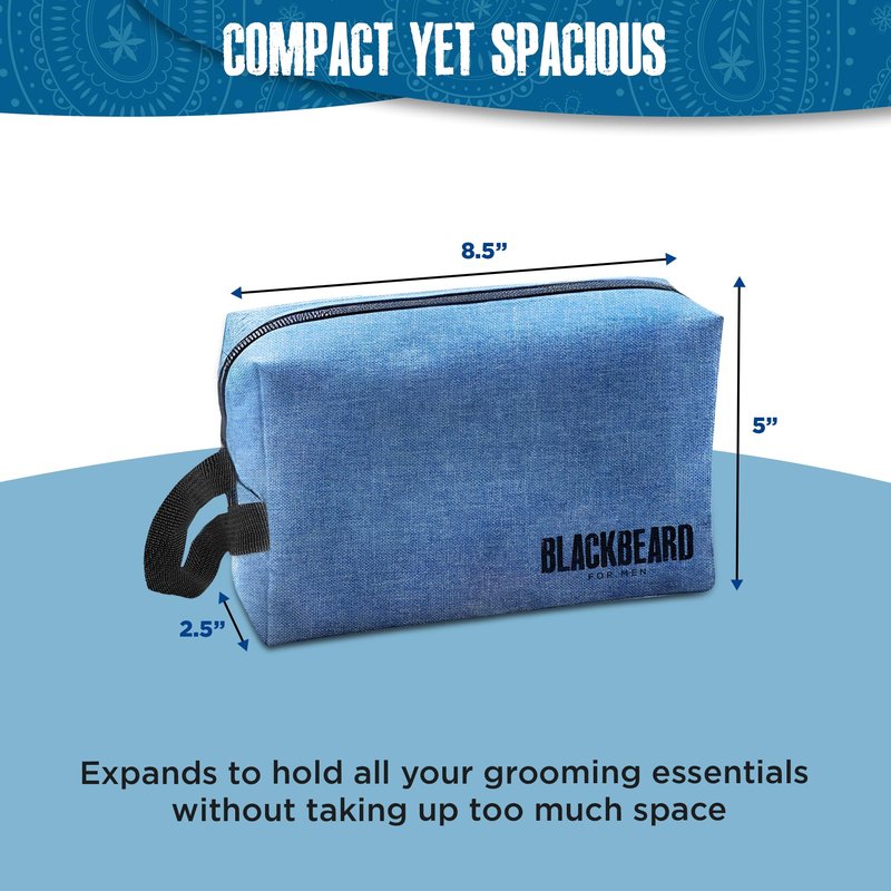 BLACKBEARD FOR MEN - Shaving Kit Bag, Travel Toiletry Kit for Men - Lightweight & Rugged, Sea Blue, Shaving Canvas Bag