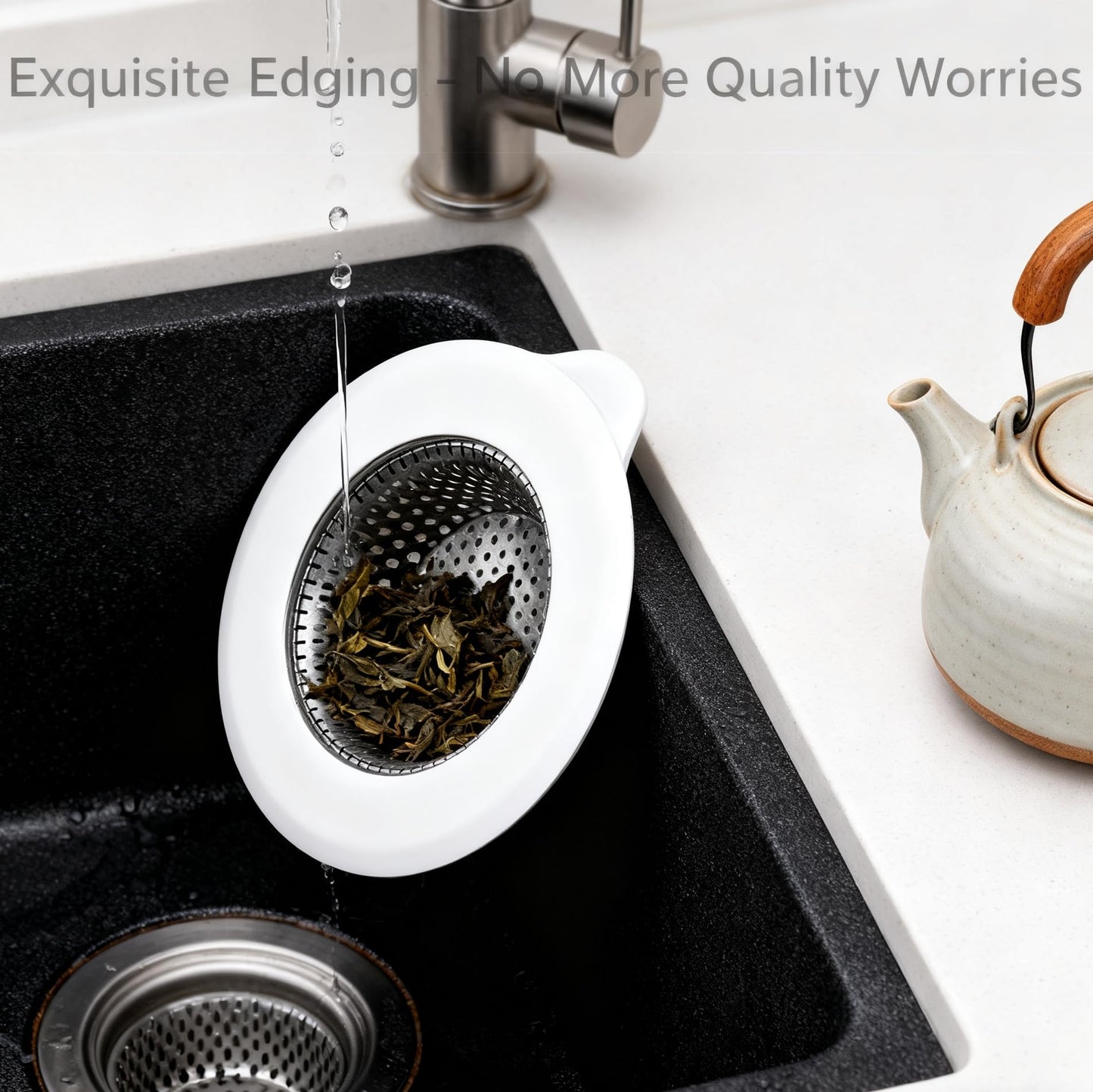 Stainless Steel Kitchen Sink Strainer Basket with Fine Mesh Filter for Drain and Bathtub, 11 cm Diameter Anti-Clogging Food Waste Catcher and Hair Strainer Cover