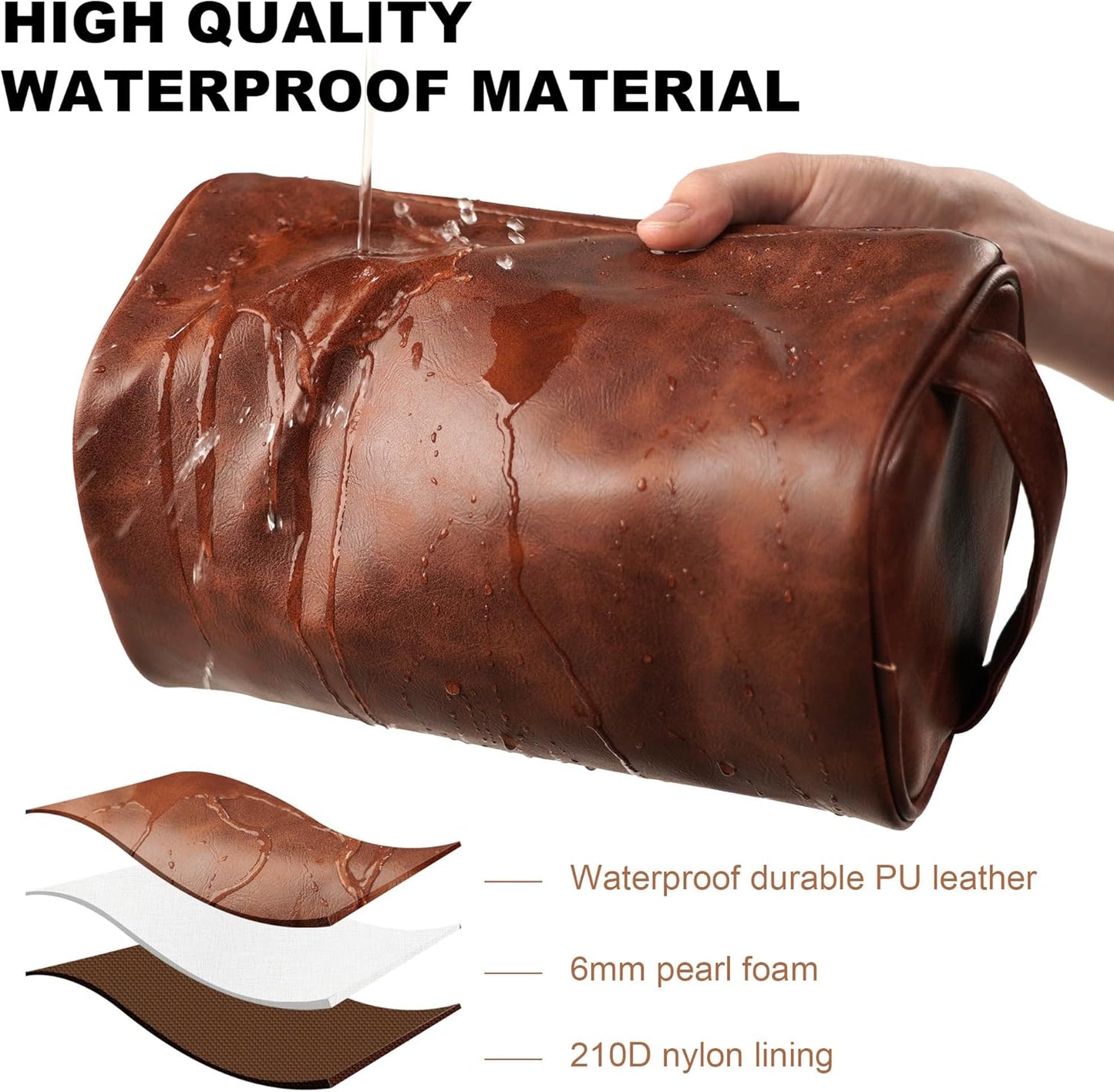 Personalized Leather Toiletry Bag for Men - Custom Engraved Gift | Ideal for Travel, Fathers Day, Husband, Boyfriend
