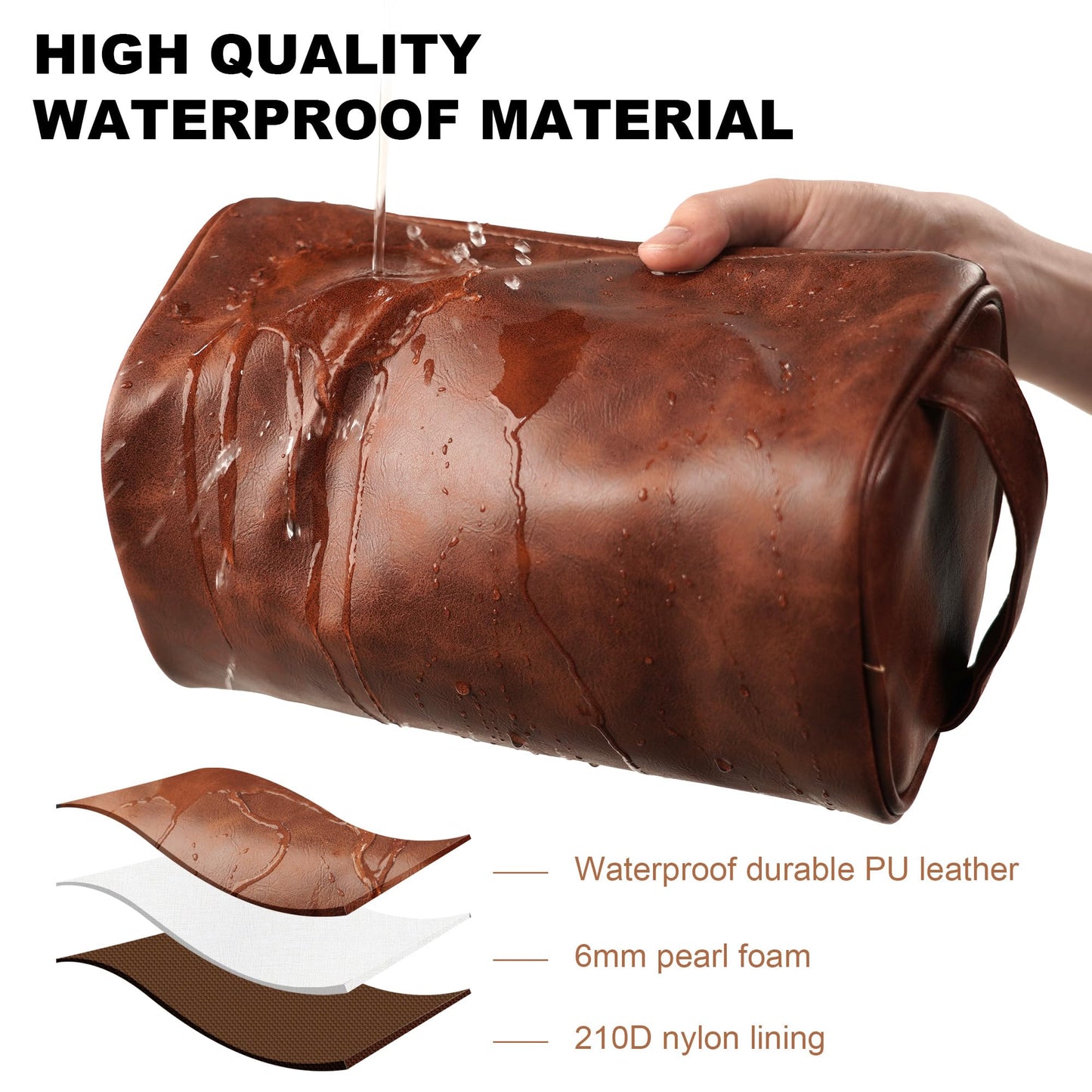 Easycosy Personalized Leather Toiletry Bag for Men, Fathers Day Gift for Husband, Toiletry Bags for Traveling, Engraved with Name & Initials, Customized Gift for Dad Husband Boyfriend