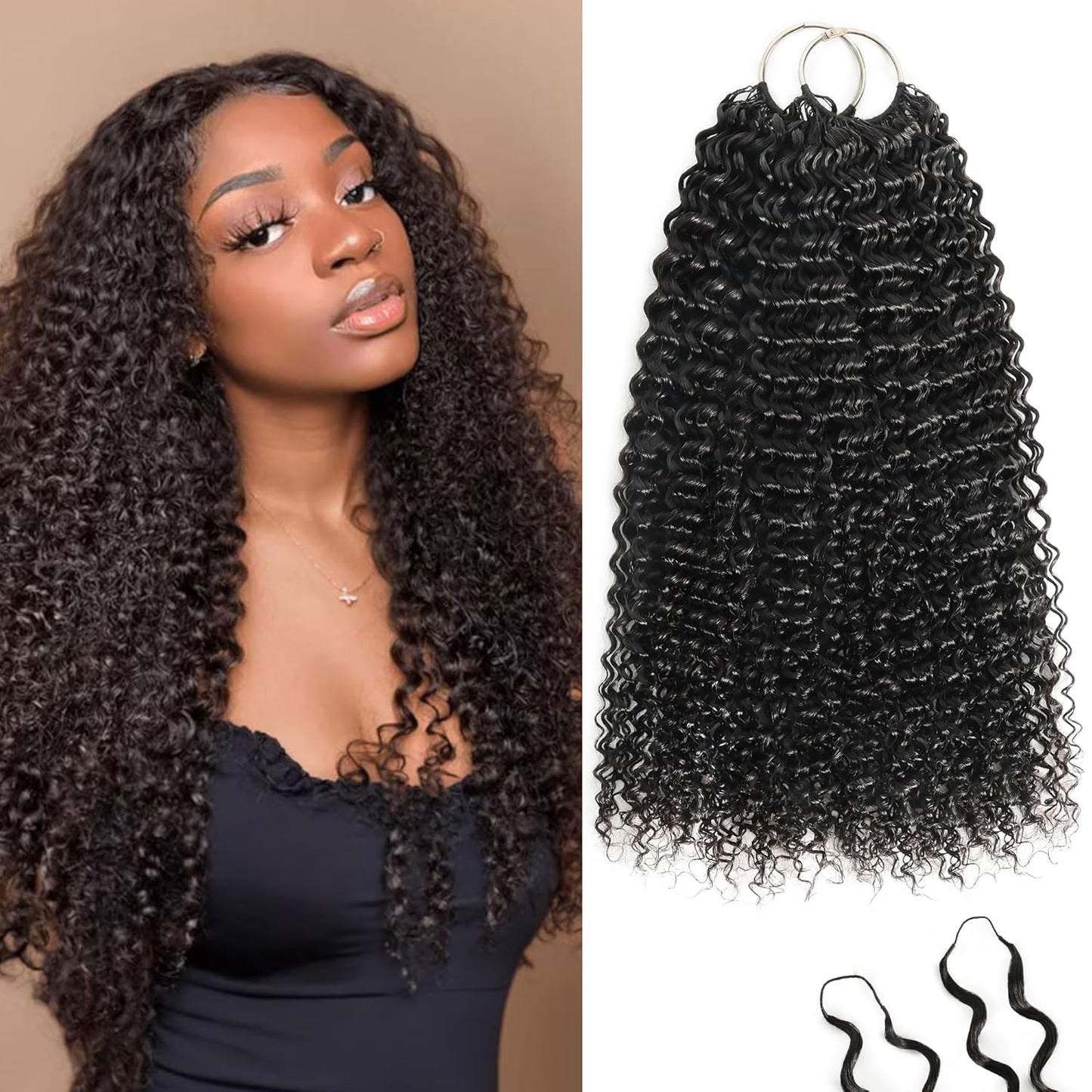 Feather Crochet Hair Extensions - 12 Inch 120g Invisible Miracle Knots for Black Women | Jerry Curly Pre-Separated Natural Black