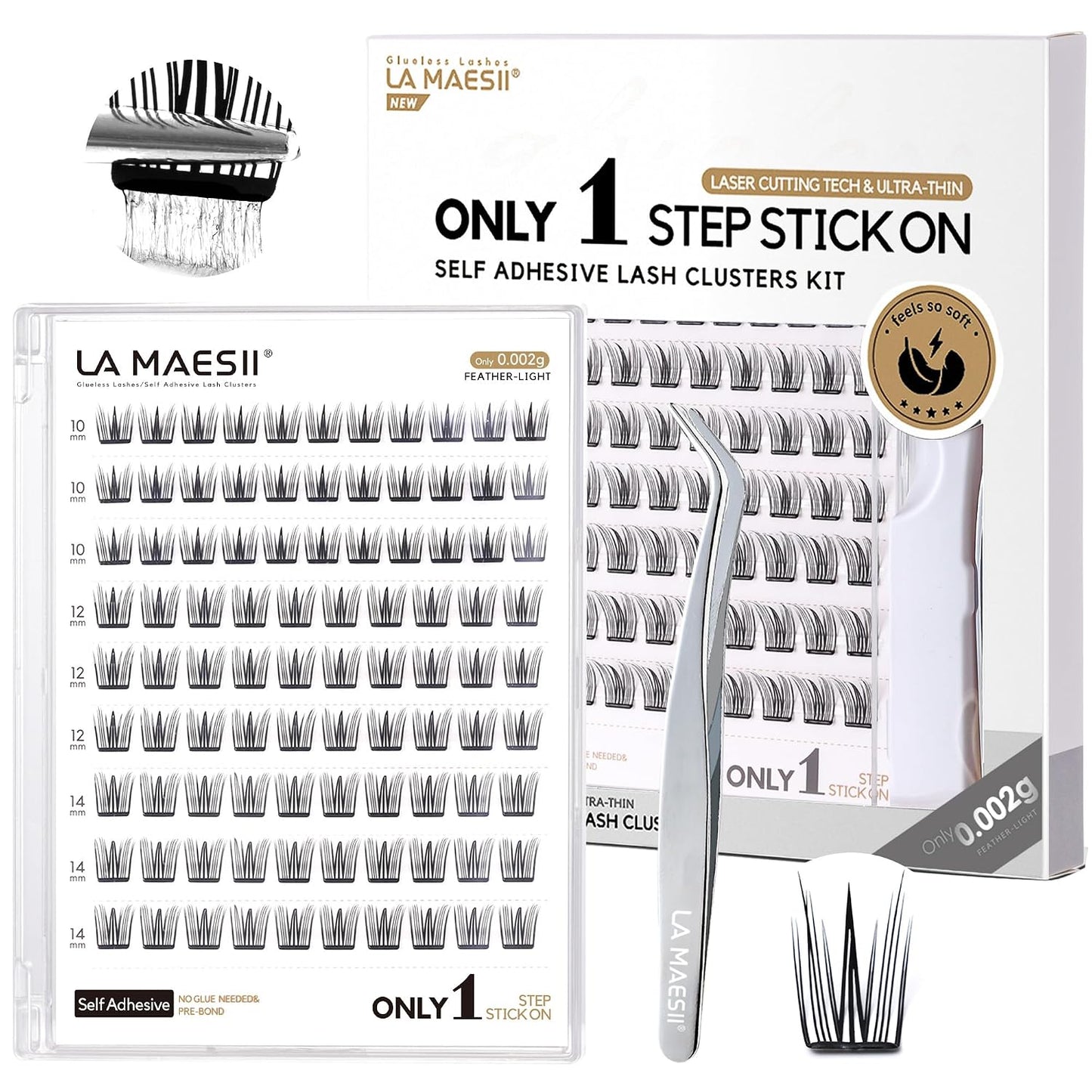 Self Adhesive Lash Clusters Kit - 10-14mm DIY Eyelash Extensions for Natural Look | No Glue Needed