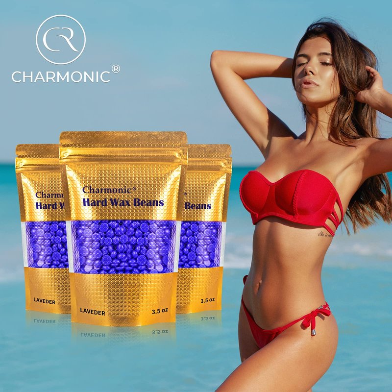 Wax Beads, 1.1 lb/ 500g/17.5 Oz Hard Wax Beads, Hard Wax Kit for Legs, Underarm, Face, Eyebrow, Bikini, and Brazilian Hair Remover, Women & Men Hair Removal Wax Beans Include 10 Pcs Sticks (Lavender)