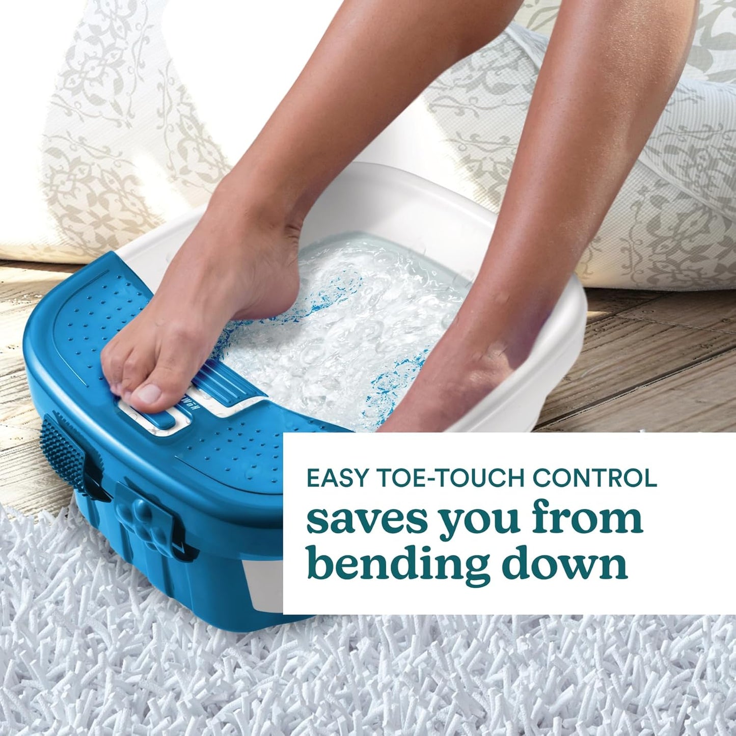 HoMedics Bubble Bliss Deluxe Foot Spa - Heat & Massaging Arch, 3 Acupressure Attachments | Soothes Tired Muscles