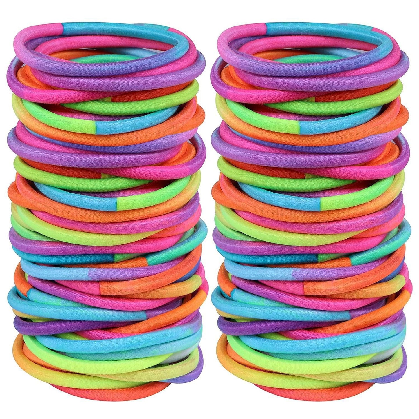 Seamless Elastic Hair Ties - 50 Multicolor Ponytail Holders | No Crease, Snag-Free Design for Travel (4mm)