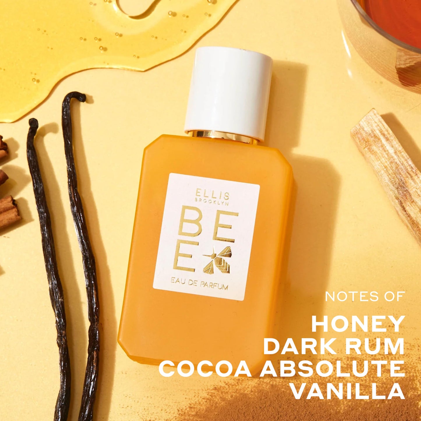 Ellis Brooklyn BEE Eau de Parfum, Warm Spicy Perfume for Women with Honey, Vanilla, Sandalwood, Cocoa, and Dark Rum, Vegan, Cruelty-Free, Sustainable Ingredients – 50ml/1.7 fl oz