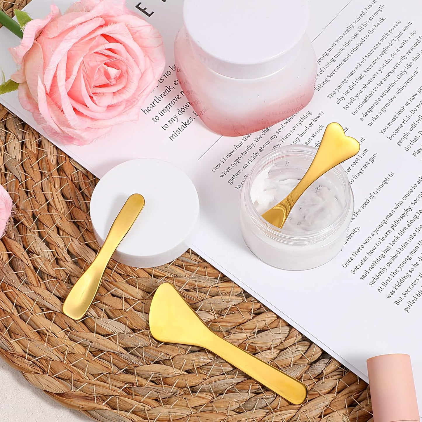 Mini Cosmetic Spatula Set - 5 Metal Makeup Applicators for Skincare | Reusable Stainless Steel Mixing Tools