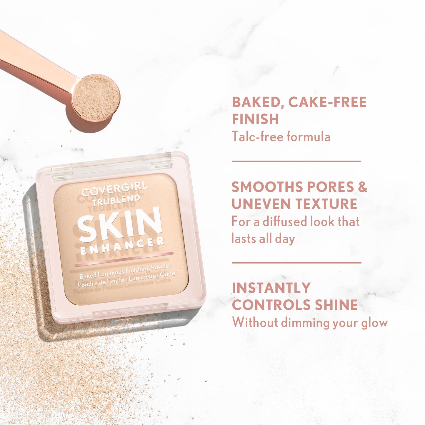 COVERGIRL TruBlend Skin Enhancer Baked Luminous Finishing Face Powder, with Hyaluronic Acid and White Rose Extract, Sheer & Buildable - 510 Snickerdoodle
