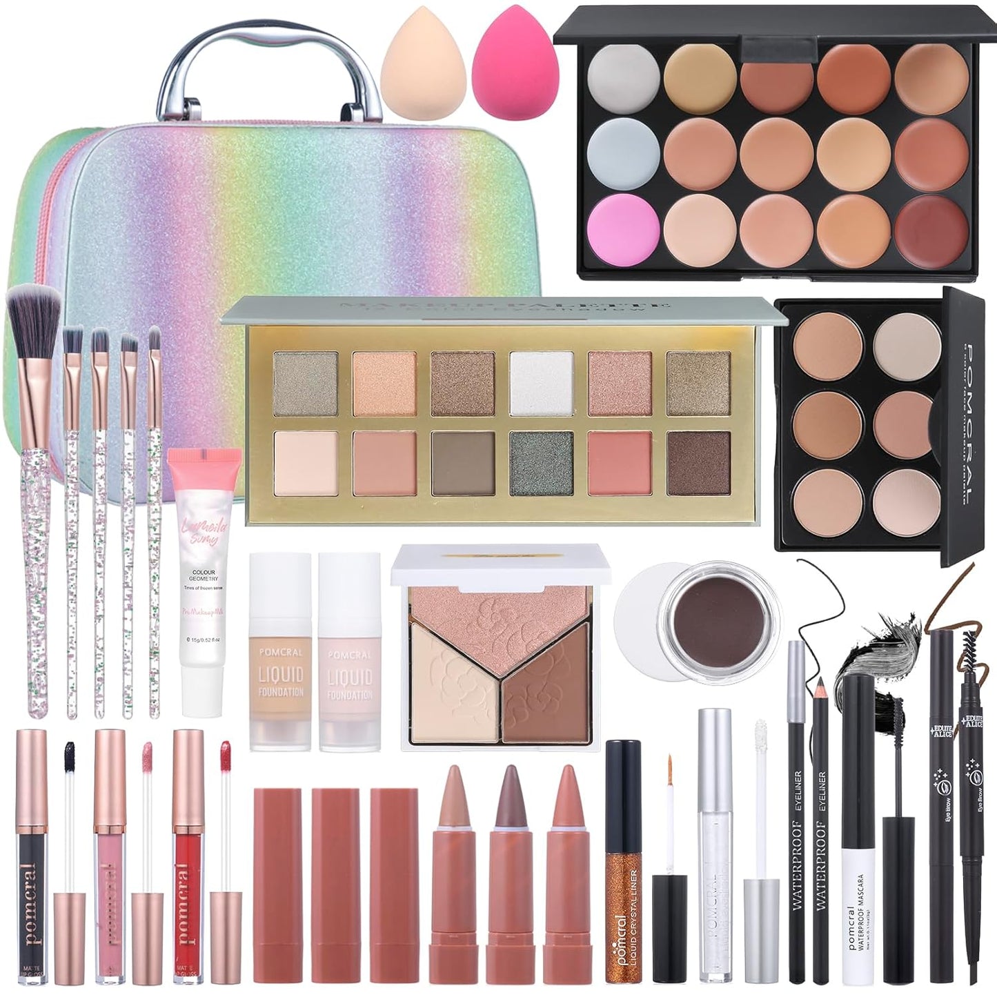 Makeup Kit for Women - Complete 12 Color Makeup Set with Eyeshadow Palette, Foundation, Lipstick & Brushes | Perfect Gift for Teens