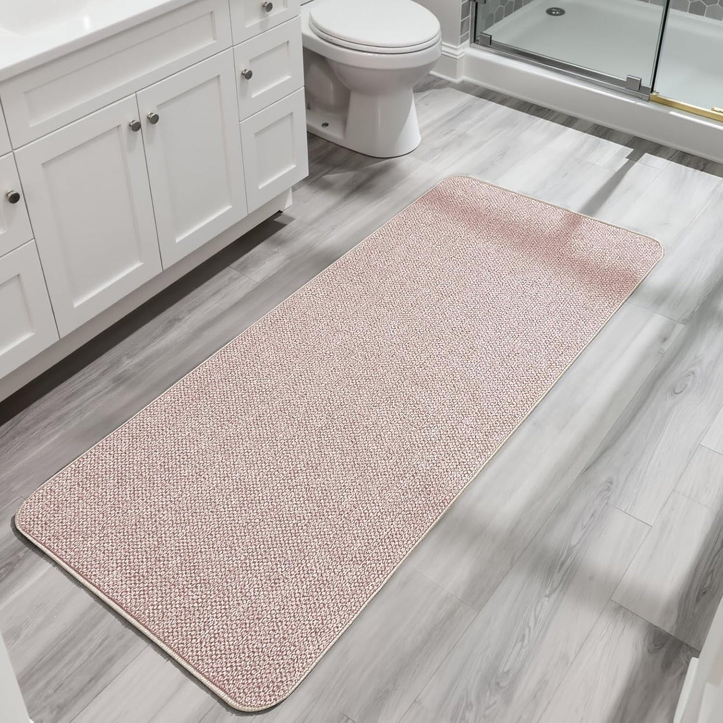 Ultra Thin Bath Mat - Non-Slip Rubber Bathroom Rug, Quick Dry & Absorbent | Grey, 1'5"x2'3" (17x27 Inch)