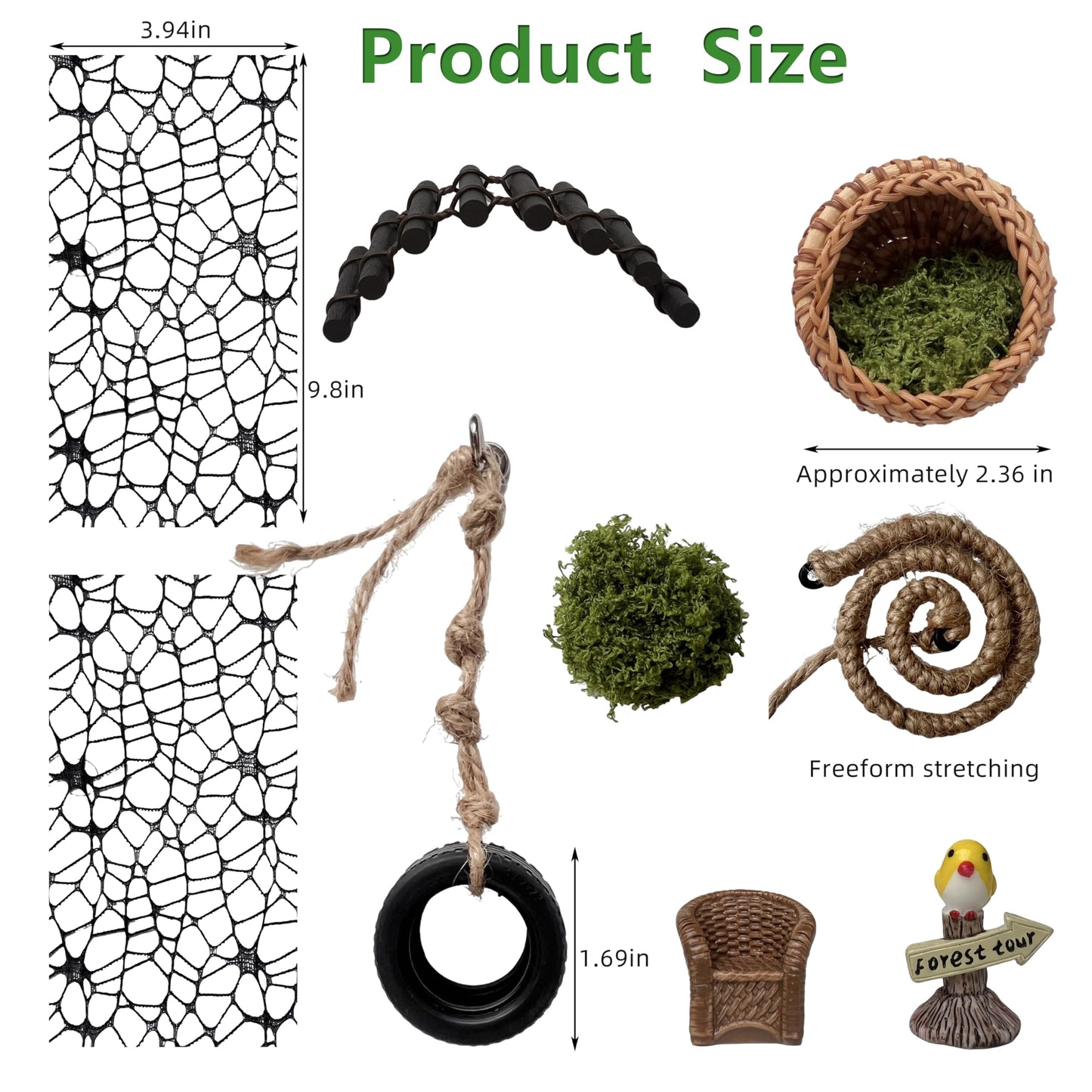 7 Pcs Jumping Spider Enclosure Accessories and Decor - Jumping Spider Rope Bridge Swings Resting, and Enclosure Styling | Spider Habitat Decor Kit
