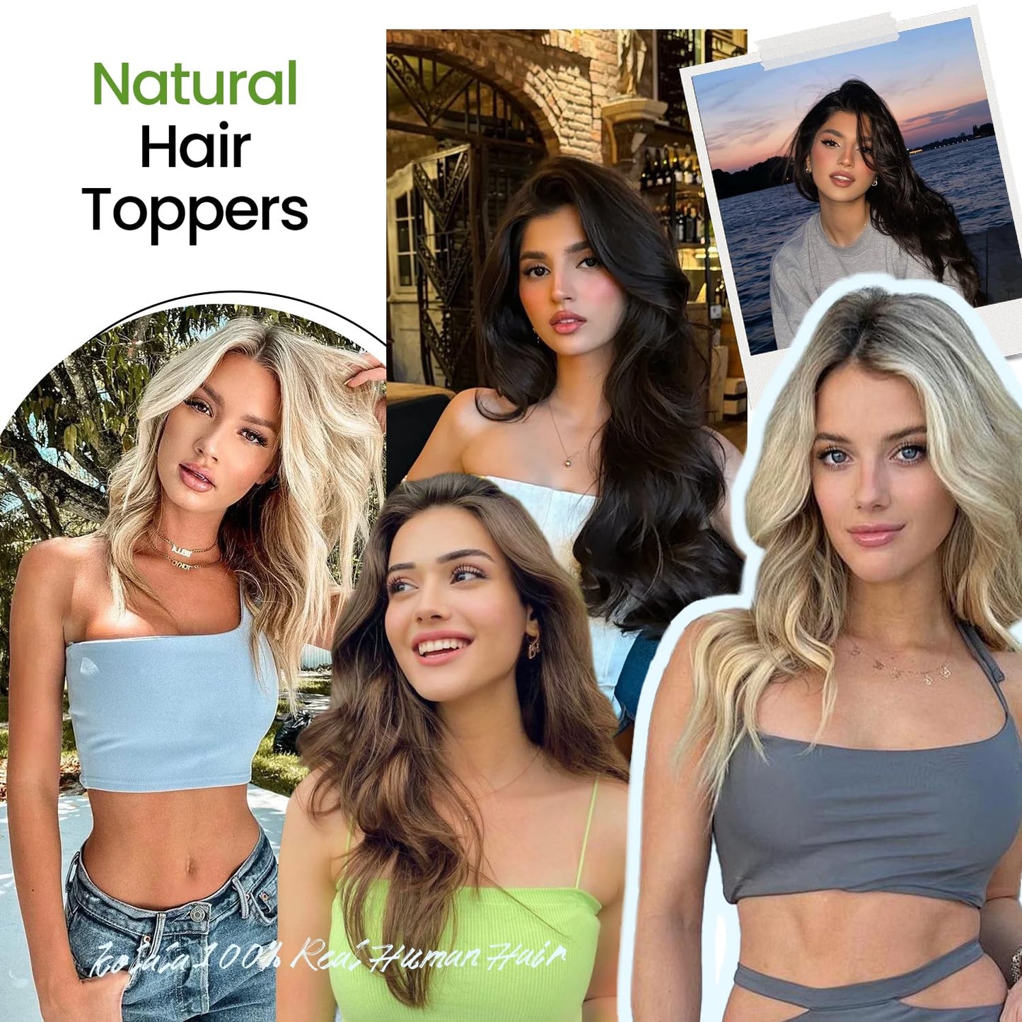 Real Human Hair Toppers for Women - Thinning Crown Solution | 6x7 Inch, 150 Density, 14 Inch Platinum Blonde