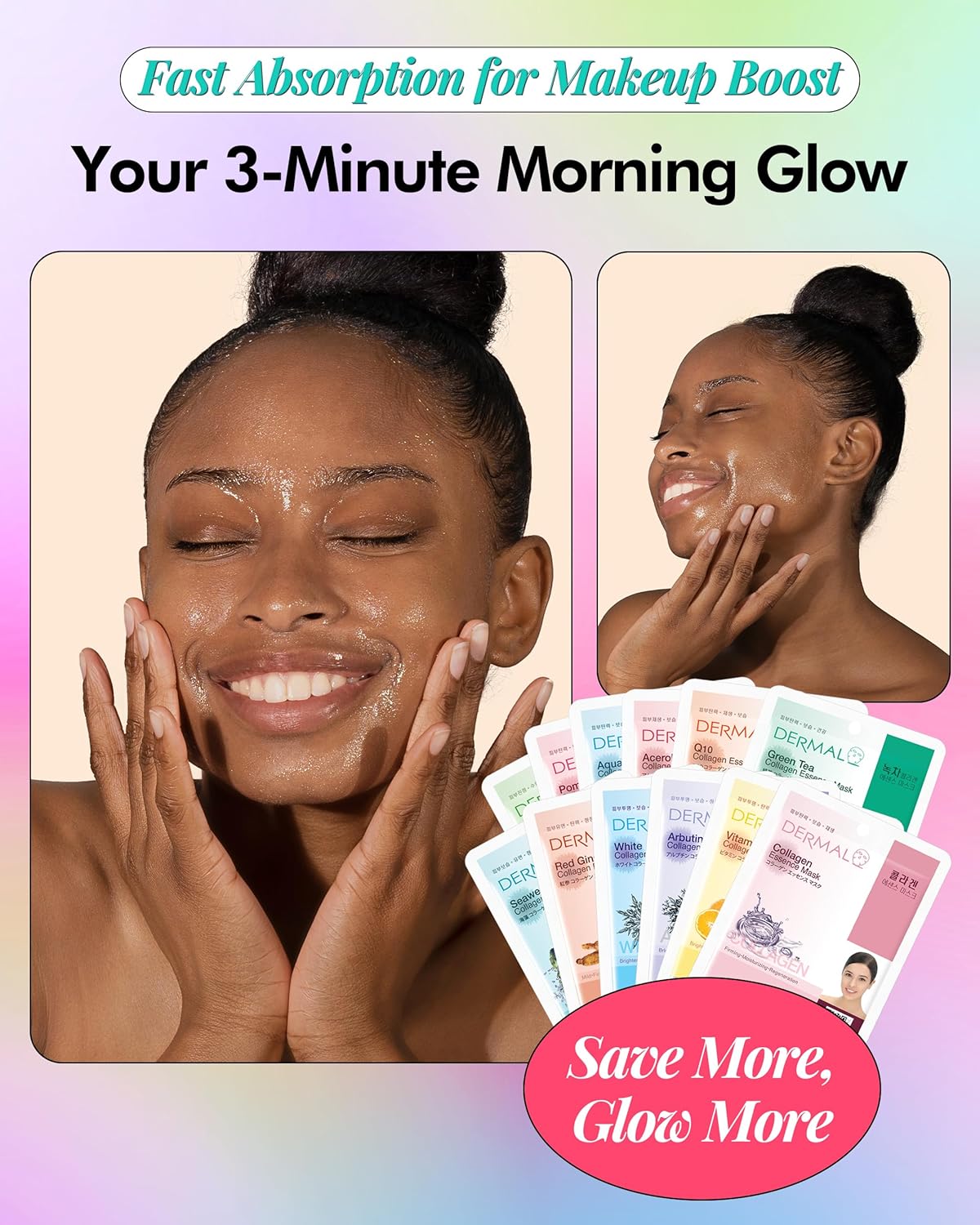 Dermal Facial Mask Combo Pack | Premium Korean Sheet Masks for Daily Skincare - 24 Masks