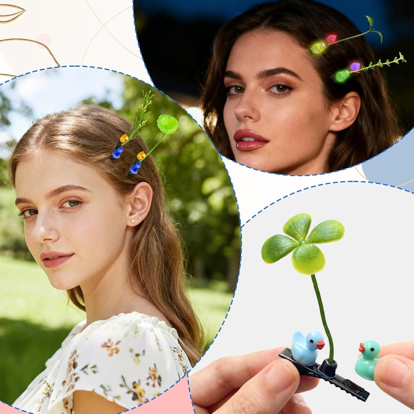 Xyntara DIY Rave Hair Clips - 50 Sets Mixed Style Plant Hairpins for Women & Kids | Turtle Design