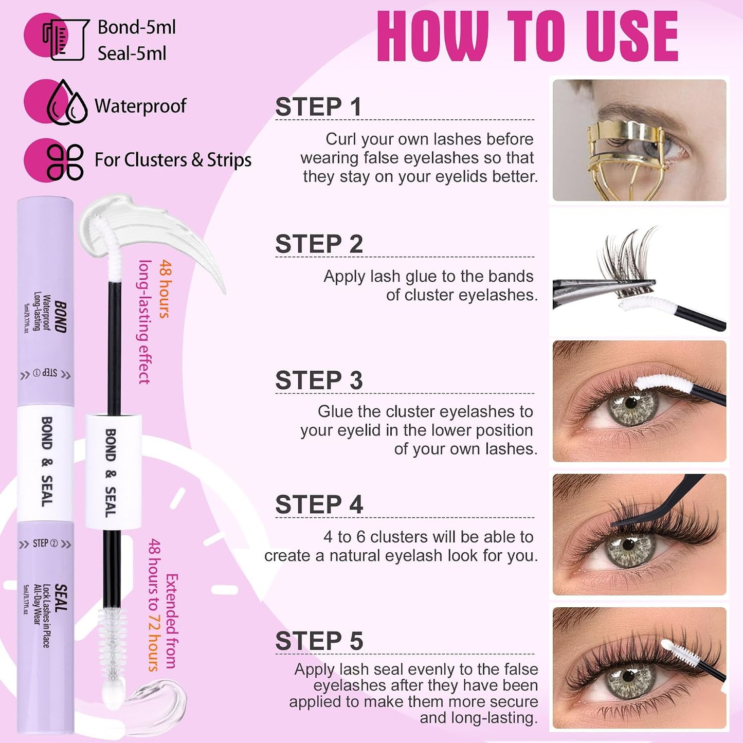 Eyelash Clusters Kit - Natural Wispy C Curl Lash Extensions with Bottom Lashes | 132 Pcs DIY Set