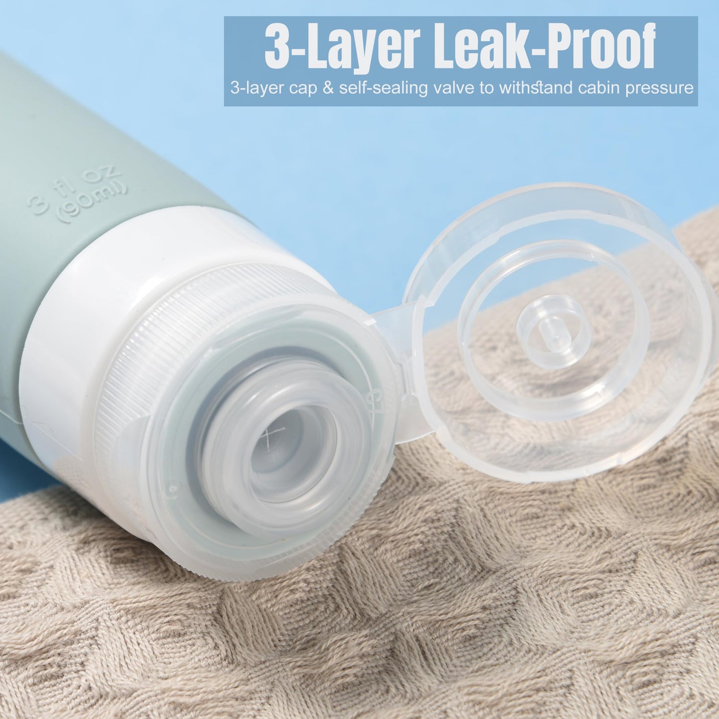 YNSHOUNA Pre-printed Silicone Travel Bottles for Toiletries 3oz