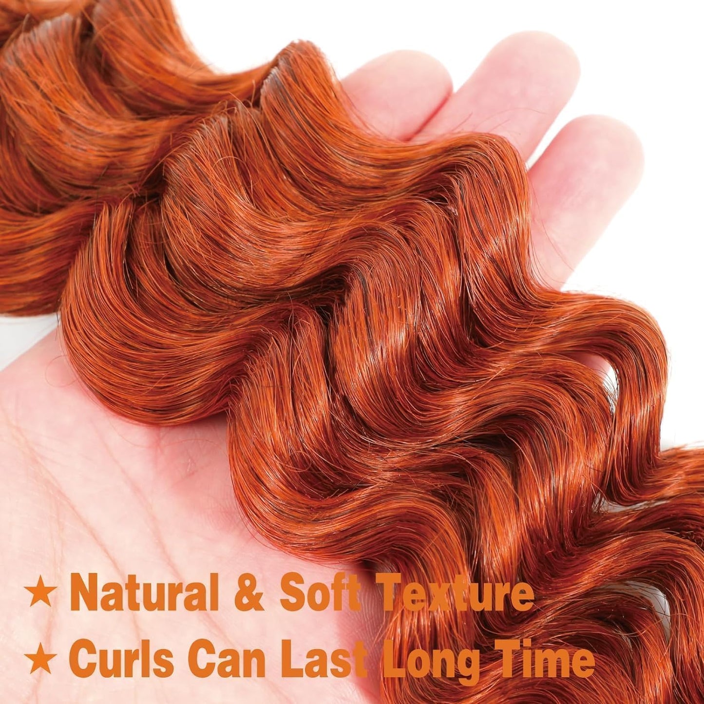 DiexrLamx Braiding Hair Deep Wave Water Bulk 20 20 Inch 100g Color 350 Curly Hair for Boho Braids 2 Bundles No Weft Deep Curly Braiding,Ginger