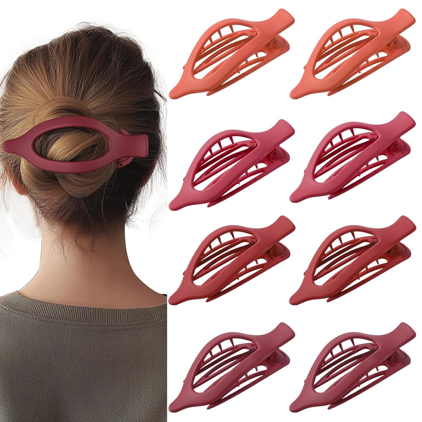 Flat Hair Clips for Women - 8 Pack Matte No Crease Claw Clips | Strong Hold for Thick & Thin Hair