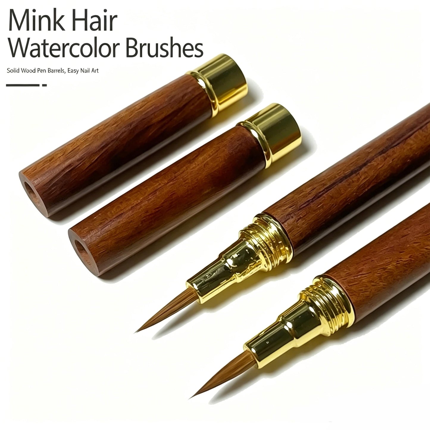 Calyuna Kolinsky Nail Art Brush, Wooden Handle, Soft Bristles for Flower Drawing, Gel Polish, Acrylic Nail Art