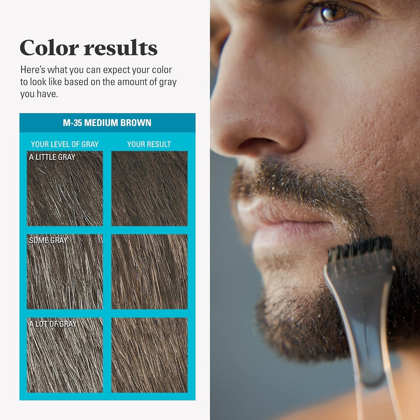 Just For Men Mustache & Beard Color | Gray Hair Beard Coloring with Keratin, Biotin & Aloe - Medium Brown M-35