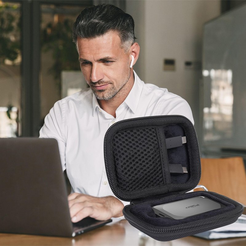 Aenllosi Hard Carrying Case Compatible with Crucial X9 / X9 Pro / X10 / X10 Pro 1TB/2TB/4TB Portable SSD,USB 3.2 External Solid State Drive & USB Cable Organizer(Case Only)