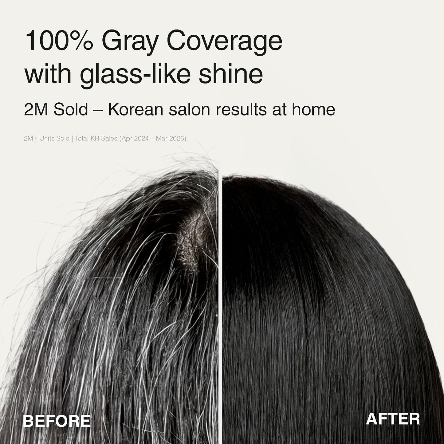 Natural Brown Korean Hair Dye - Ammonia-Free, PPD-Free Color Powder for 100% Gray Coverage | 3 Packets