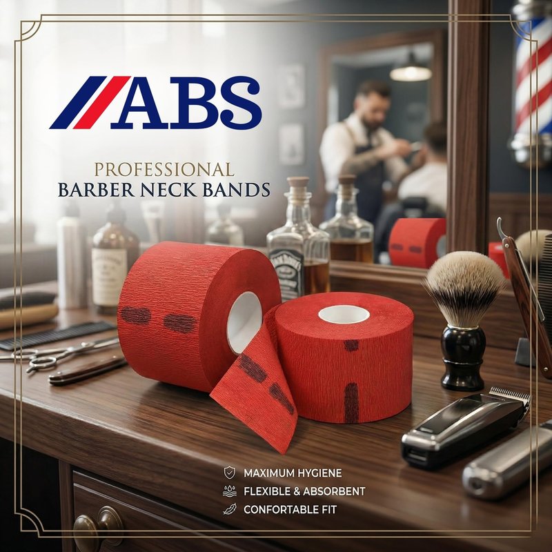 Disposable Barber Neck Strips for Hair Cutting & Shaving – Soft, Stretchable & Hygienic Neck Paper–Black, Red & White Color Options (400, Red)