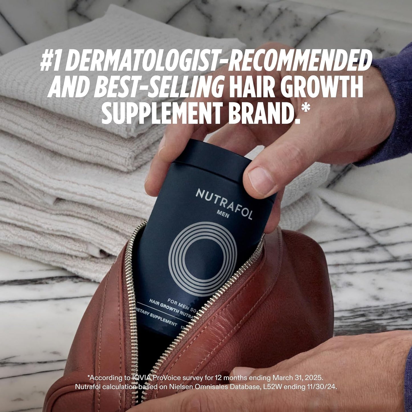 Nutrafol Men 50+ Hair Growth Supplements - Clinically Tested for Thicker Hair | 1 Month Supply, Refill Pouch