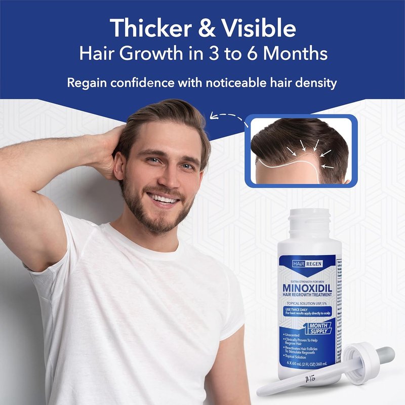 Minoxidil for Men 5% - Advanced Hair Regrowth Treatment - 6-Month Supply Kit for Hair Loss