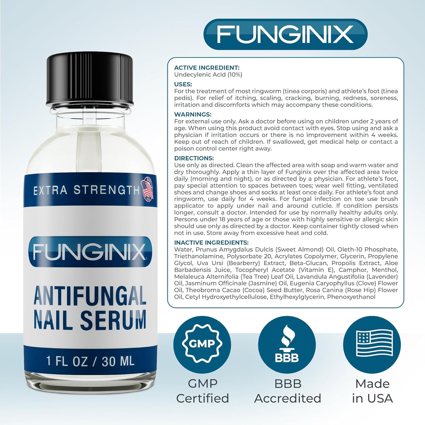 Fungus Treatment - Extra Strength Solution for Toe, Finger & Foot Fungus | Made in the USA (1 Bottle)