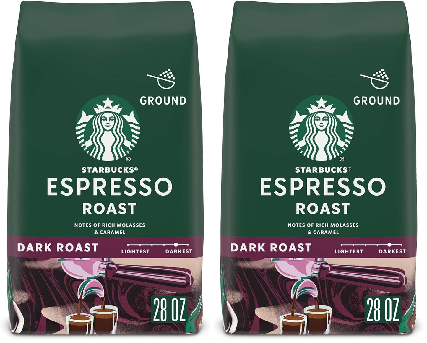 Starbucks Ground Coffee - Dark Roast Italian Blend | 100% Arabica, 18 oz Bag