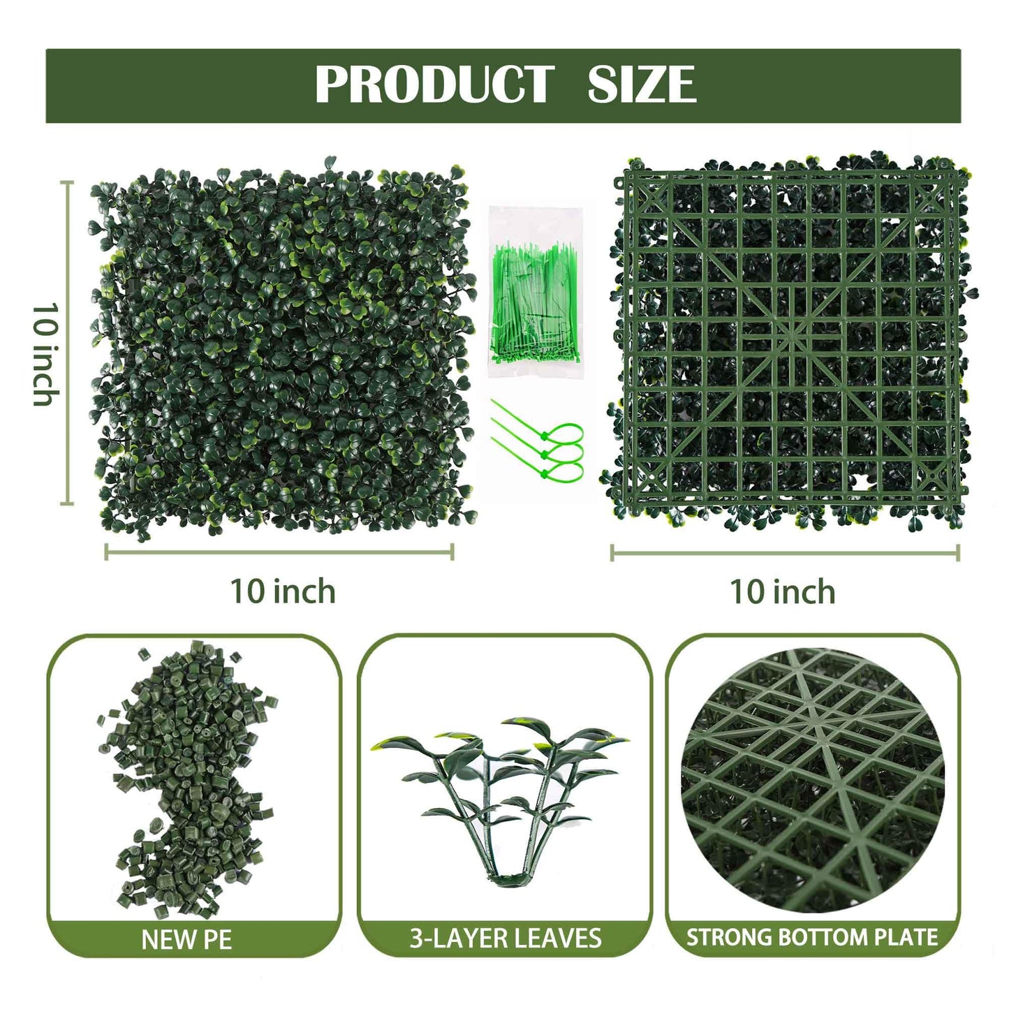 TURF XPRESS 12PCS 10"x 10" Artificial Boxwood Wall Panels, UV-Anti Grass Wall Hedge Plant Panels for Indoor Outdoor Green Wall Decor Ivy Fence Covering Privacy