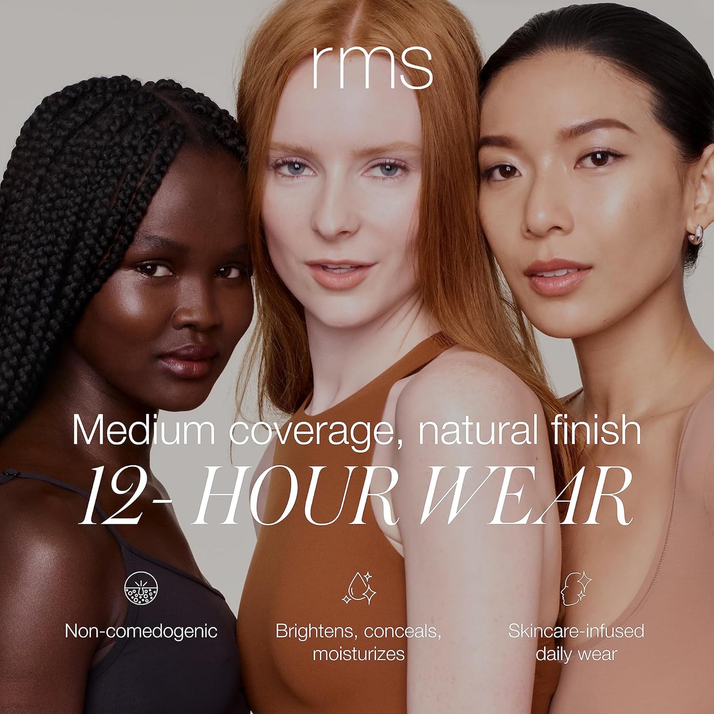 RMS Beauty ReEvolve Liquid Foundation - Silicone-Free Medium Coverage Skin Tint for Mature Skin | Hydrating & Firming - 1oz